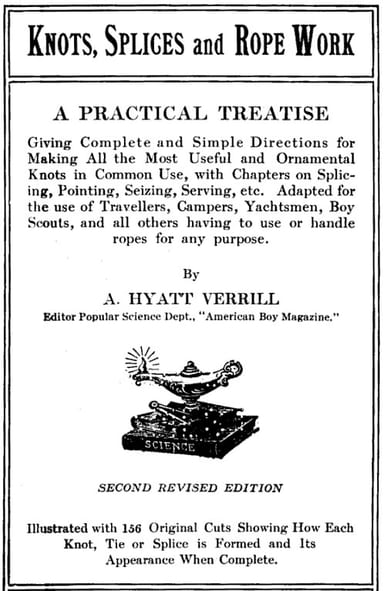 Copertina di Knots, Splices and Rope Work / A Practical Treatise Giving Complete and Simple Directions for Making All the Most Useful and Ornamental Knots in Common Use, with Chapters on Splicing, Pointing, Seizing, Serving, etc., di A. Hyatt Verrill