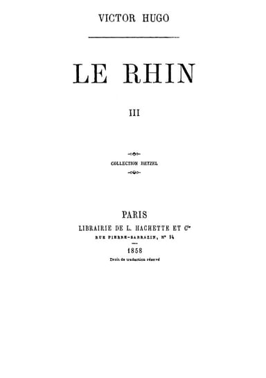 Copertina di Le Rhin, Tome III, di Victor Hugo