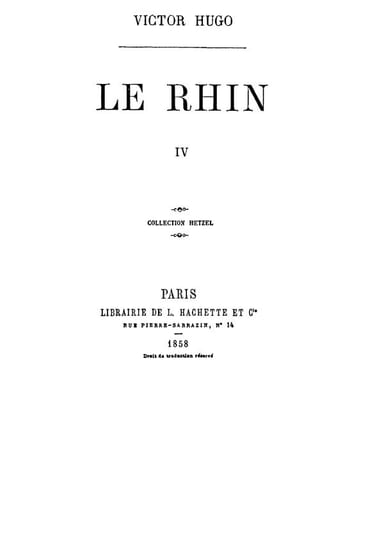 Cover of Le Rhin, Tome IV by Victor Hugo