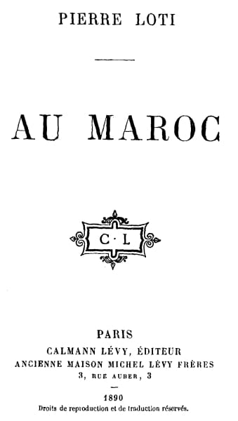 Portada de Au Maroc, de Pierre Loti