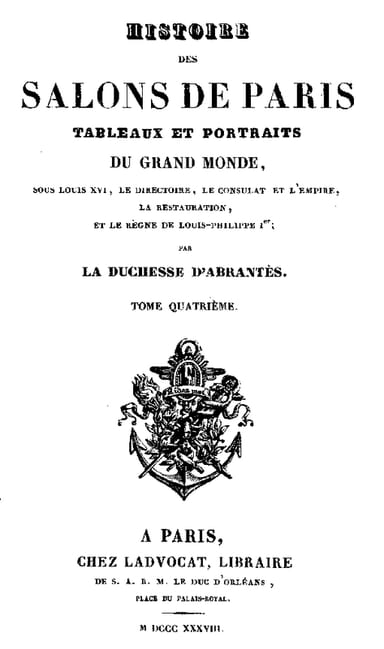 Portada de Histoire des salons de Paris (Tome 4/6) / Tableaux et portraits du grand monde sous Louis XVI, Le Directoire, le Consulat et l'Empire, la Restauration et le règne de Louis-Philippe Ier., de duchesse d' Laure Junot Abrantès