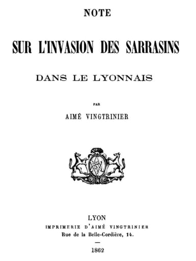 Copertina di Note sur l'invasion des Sarrasins dans le Lyonnais, di Aimé Vingtrinier