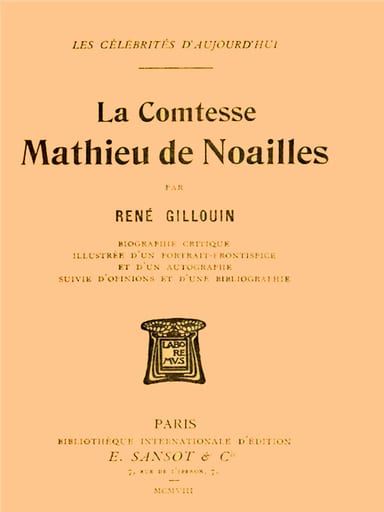Portada de La Comtesse Mathieu de Noailles, de René Gillouin