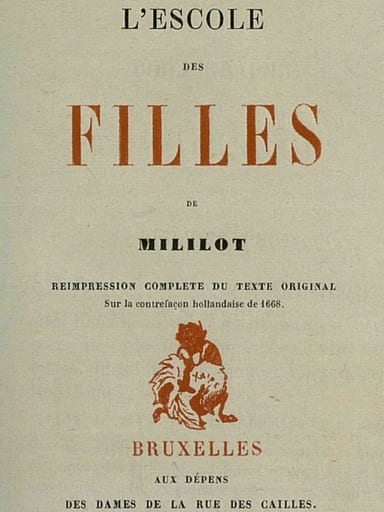 《L'escole des filles / réimpression complète du texte original sur la contrefaçon hollandaise de 1668》封面,active 1655 Michel Millot 著