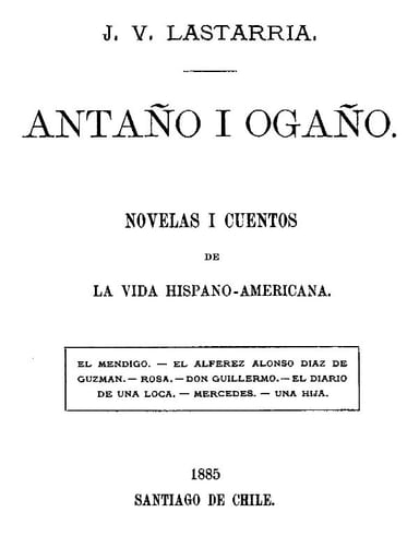 Couverture de Antaño i Ogaño: Novelas i Cuentos de la Vida Hispano-Americana par José Victorino Lastarria