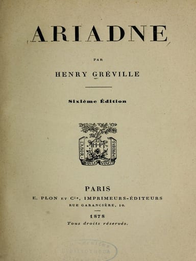 Operculum “Ariadne”, auctore Henry Gréville