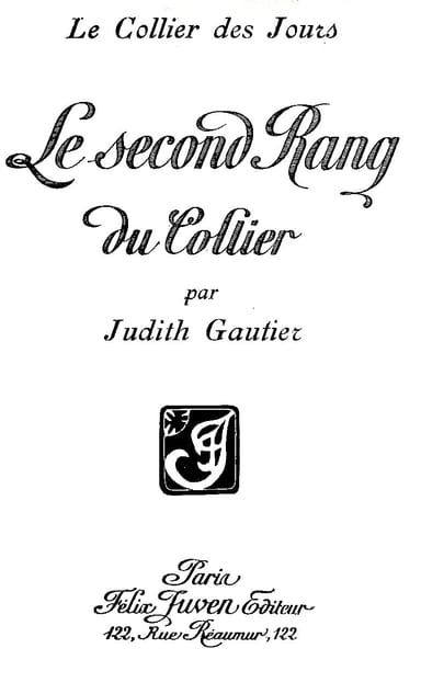 Copertina di Le collier des jours: Le second rang du collier, di Judith Gautier