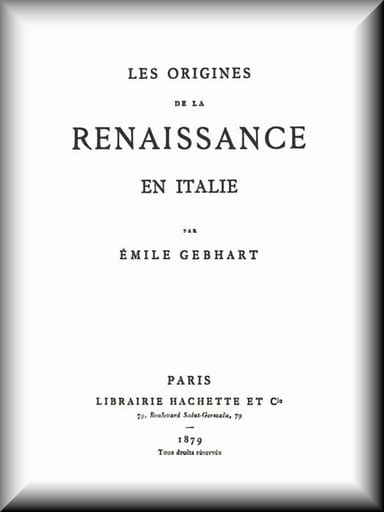 Portada de Les origines de la Renaissance en Italie, de Emile Gebhart