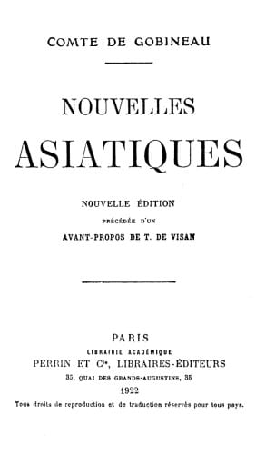 Copertina di Nouvelles Asiatiques, di comte de Arthur Gobineau