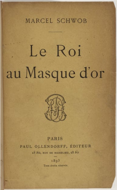 Copertina di Le Roi au Masque d'Or, di Marcel Schwob