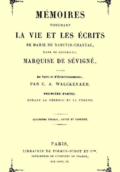 Copertina di Mémoires touchant la vie et les écrits de Marie de Rabutin-Chantal, (1/6), di C. A. Walckenaer