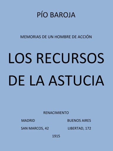 Portada de Los Recursos de la Astucia, de Pío Baroja