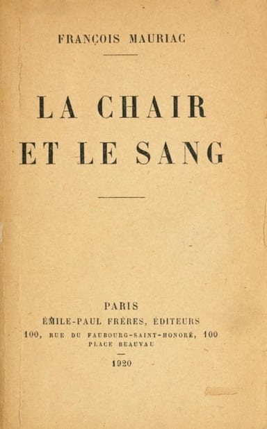 Copertina di La chair et le sang, di François Mauriac
