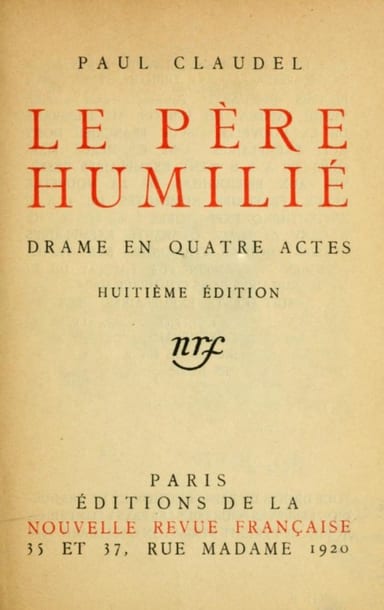 Copertina di Le père humilié: Drame en quatre actes, di Paul Claudel