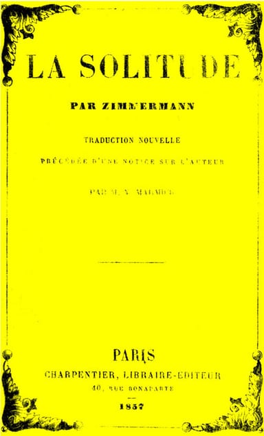 Copertina di La solitude, di Johann Georg Zimmermann