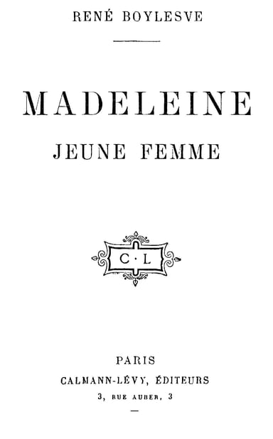 Couverture de Madeleine, jeune femme par René Boylesve