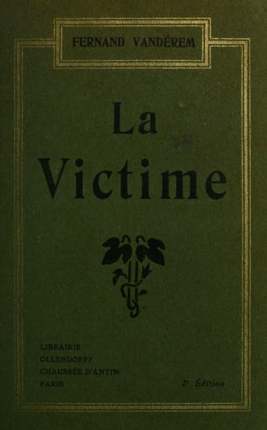 Portada de La victime, de Fernand Vandérem