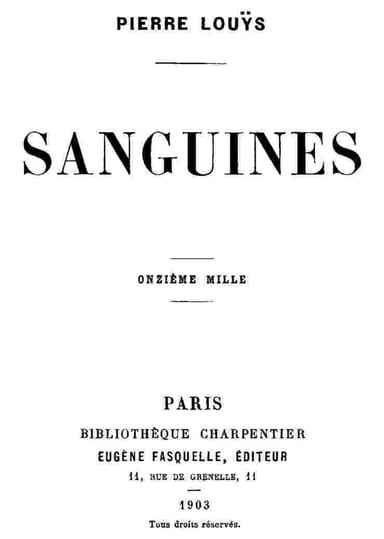 Copertina di Sanguines, di Pierre Louÿs