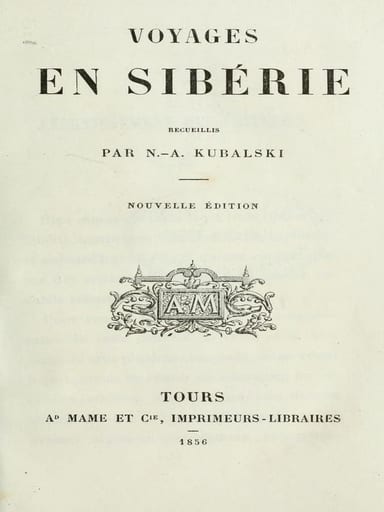 Capa de Voyages en Sibérie, de N. A. Kubalski