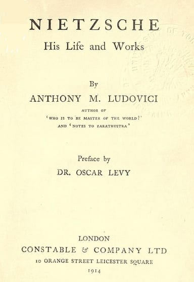 Couverture de Nietzsche: His Life and Works par Anthony M. Ludovici