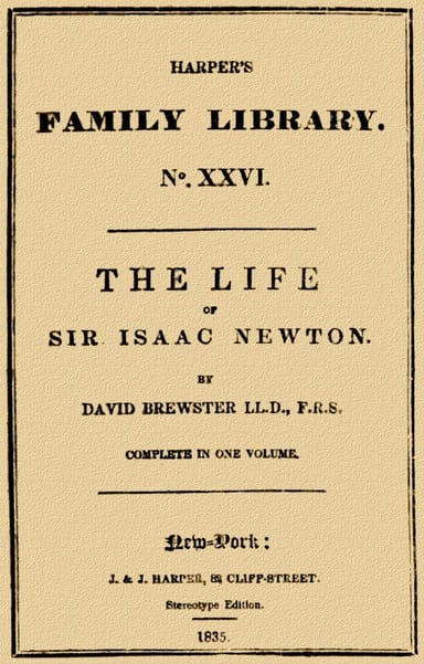Cover of The Life of Sir Isaac Newton by David Brewster