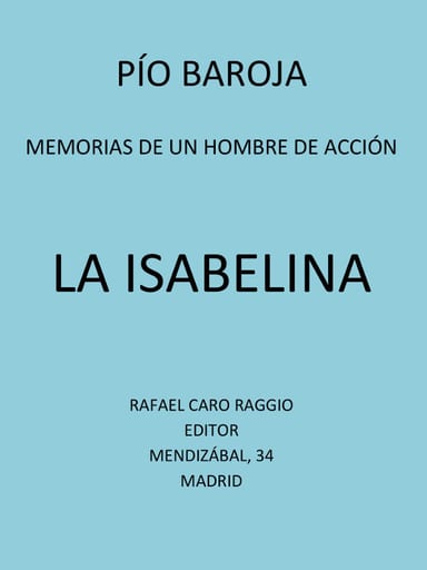 Portada de La Isabelina, de Pío Baroja