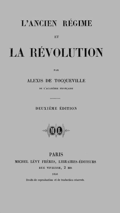 Cover of L'ancien régime et la révolution by Alexis de Tocqueville