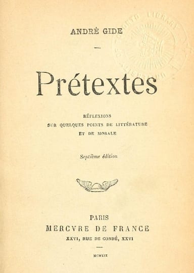Copertina di Prétextes: Réflexions sur quelques points de littérature et de morale, di André Gide