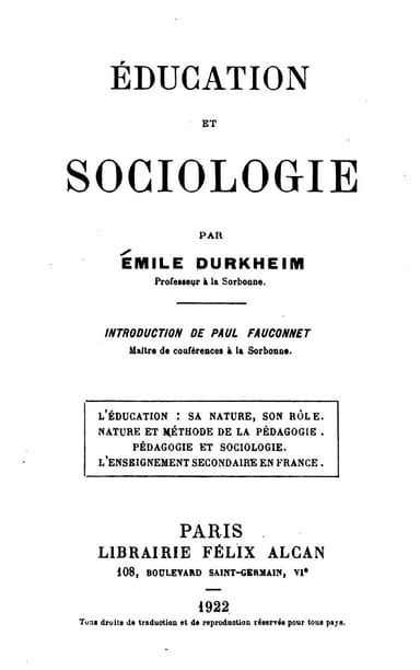 Portada de Éducation et sociologie, de Émile Durkheim