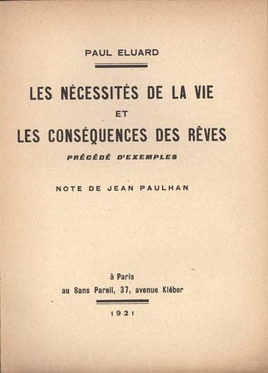 Copertina di Les nécessités de la vie et les conséquences des rêves, précédé d'exemples, di Paul Éluard