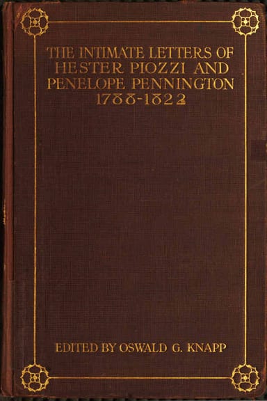 Copertina di The Intimate Letters of Hester Piozzi and Penelope Pennington, 1788-1821, di Hester Lynch Piozzi; Penelope Pennington
