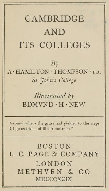 Copertina di Cambridge and Its Colleges, di A. Hamilton Thompson