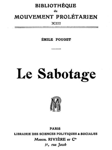 Copertina di Le Sabotage, di Emile Pouget