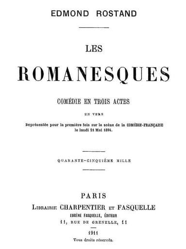 Copertina di Les Romanesques: comédie en trois actes en vers, di Edmond Rostand