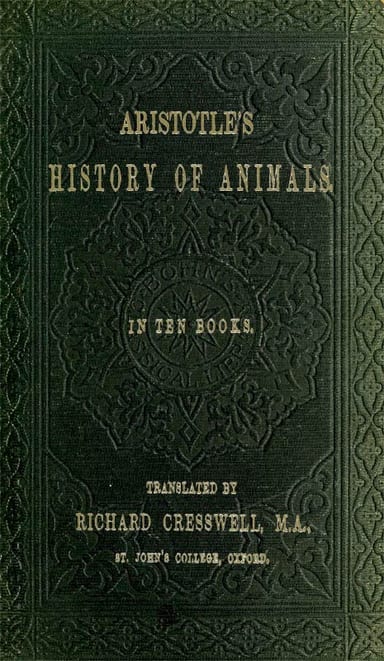 Copertina di Aristotle's History of Animals / In Ten Books, di Aristotle