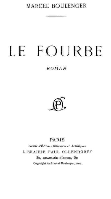 Copertina di Le fourbe, di Marcel Boulenger