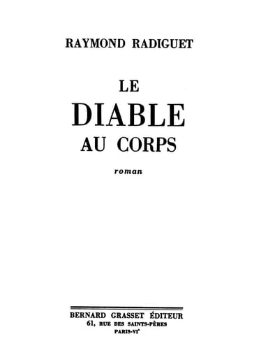 Portada de Le Diable au Corps: Roman, de Raymond Radiguet