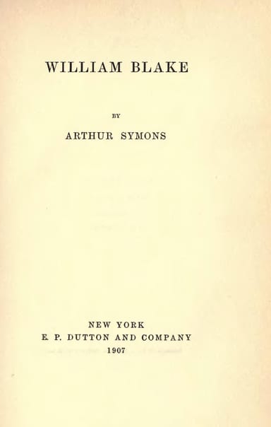 Cover of William Blake by Arthur Symons
