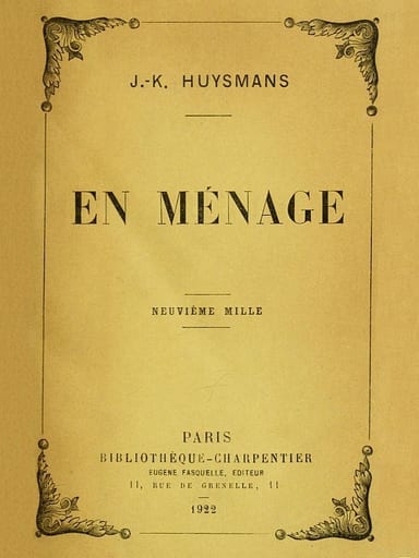 Cover of En ménage by J.-K. Huysmans