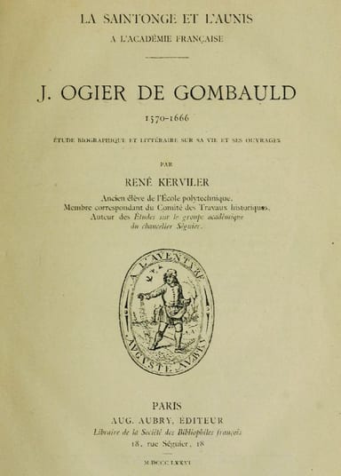 Copertina di J. Ogier de Gombauld, 1570-1666 / étude biographique et littéraire sur sa vie et ses ouvrages, di René Pocard du Cosquer de Kerviler