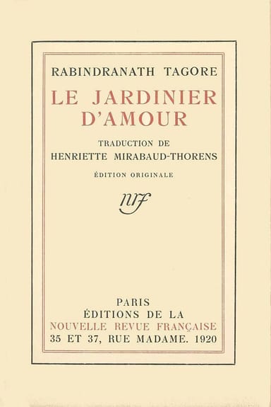 Copertina di Le jardinier d'amour, di Rabindranath Tagore
