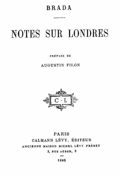 Copertina di Notes sur Londres, di Brada