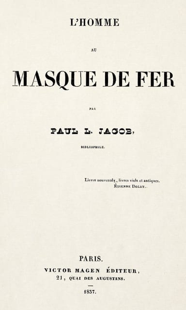 Copertina di L'homme au masque de fer, di P. L. Jacob