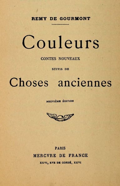 Copertina di Couleurs. Contes nouveaux; suivis de Choses anciennes, di Remy de Gourmont