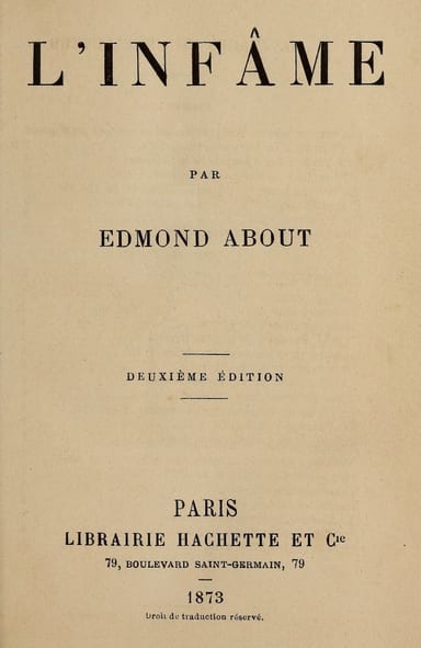 Copertina di L'infâme, di Edmond About