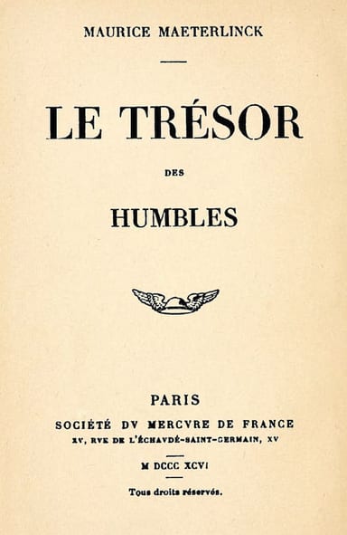 Copertina di Le trésor des humbles, di Maurice Maeterlinck