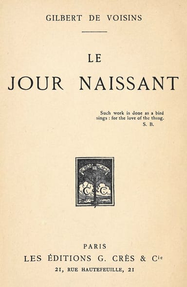 Portada de Le jour naissant, de Auguste Gilbert de Voisins