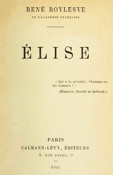 Copertina di Élise, di René Boylesve