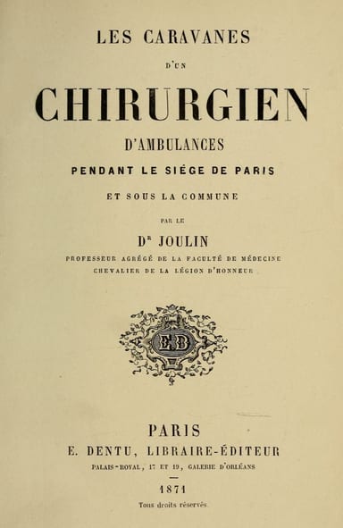 Copertina di Les caravanes d'un chirurgien d'ambulances pendant le siége de Paris et sous la commune, di Désiré Joseph Joulin