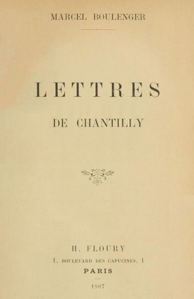 Portada de Lettres de Chantilly, de Marcel Boulenger